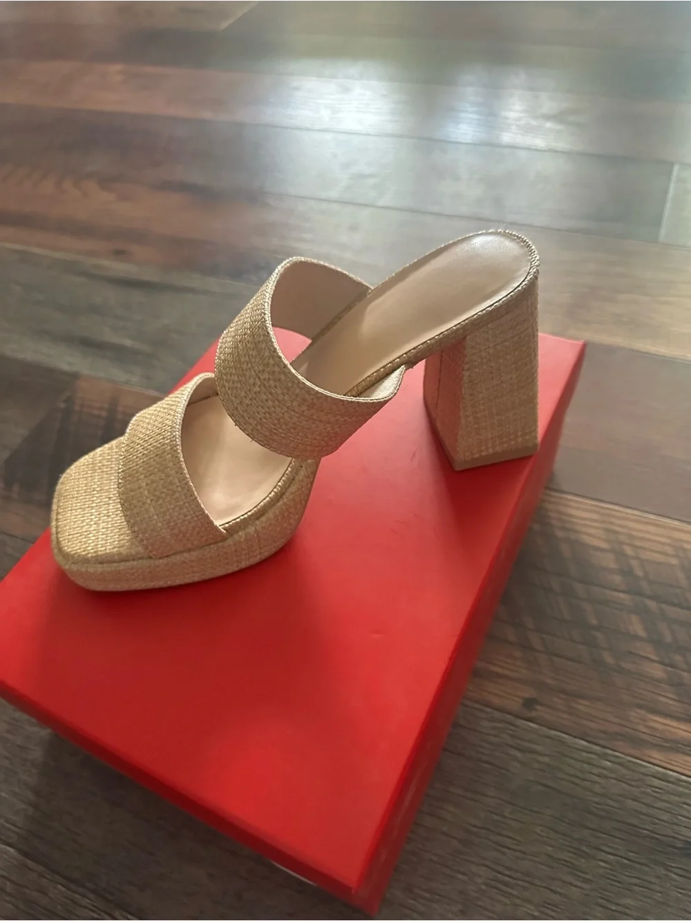 Woven Double-Strap Platform Mule - Neutral Beige